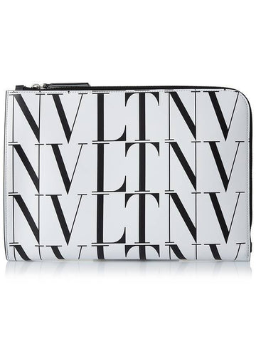 Timeless VLTN Logo Clutch Bag White - VALENTINO - BALAAN 1