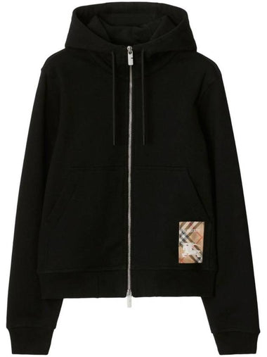 Check Label Zip Up Hoodie Black - BURBERRY - BALAAN 1