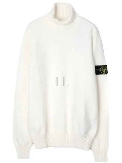 Wappen Patch Loose Fit Cotton Turtleneck White - STONE ISLAND - BALAAN 2