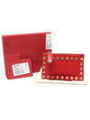 SW2P0548BOL Red Calfskin Rockstud Zipper Card Case Wallet - VALENTINO - BALAAN 2