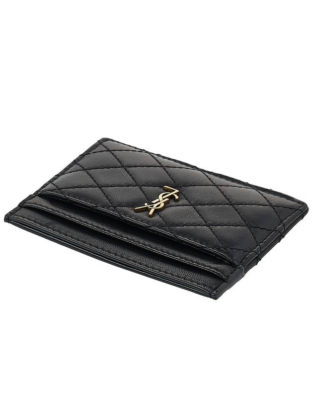 Gabi Quilted Lambskin Card Wallet Black - SAINT LAURENT - BALAAN 5