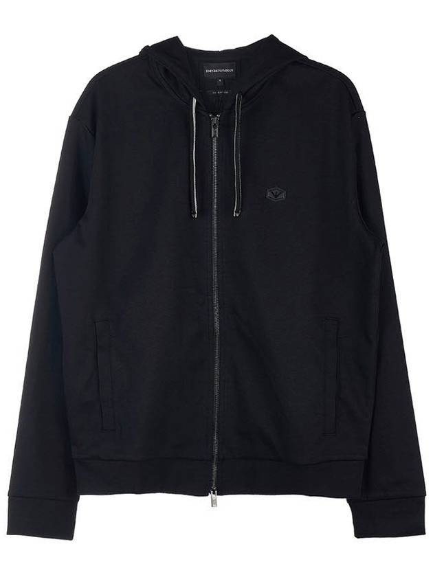 Men's Logo Hooded Zip-Up Black - EMPORIO ARMANI - BALAAN.