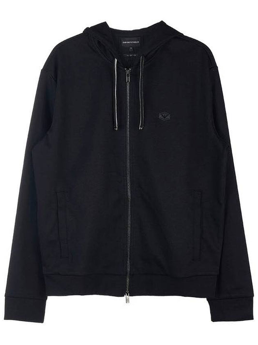 Men's Logo Hooded Zip-Up Black - EMPORIO ARMANI - BALAAN 2