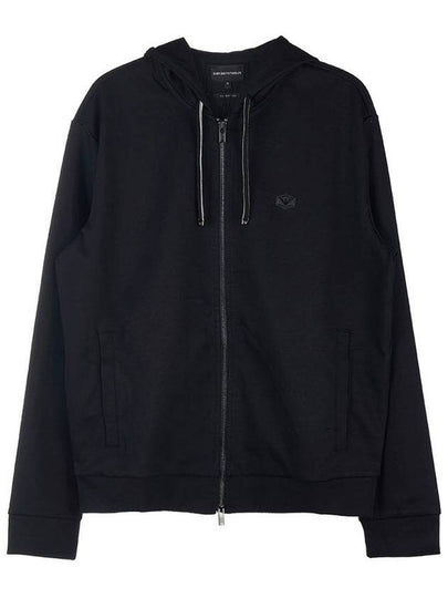 Men's Logo Zip-Up Hoodie Black - EMPORIO ARMANI - BALAAN 2