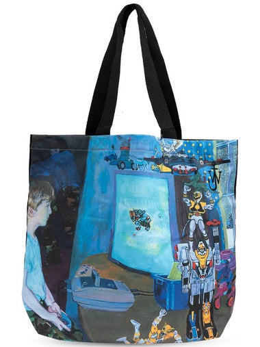 Print Canvas Tote Bag Blue - JW ANDERSON - BALAAN 1