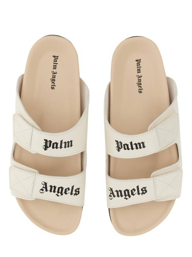 Logo Leather Sandals White - PALM ANGELS - BALAAN 3