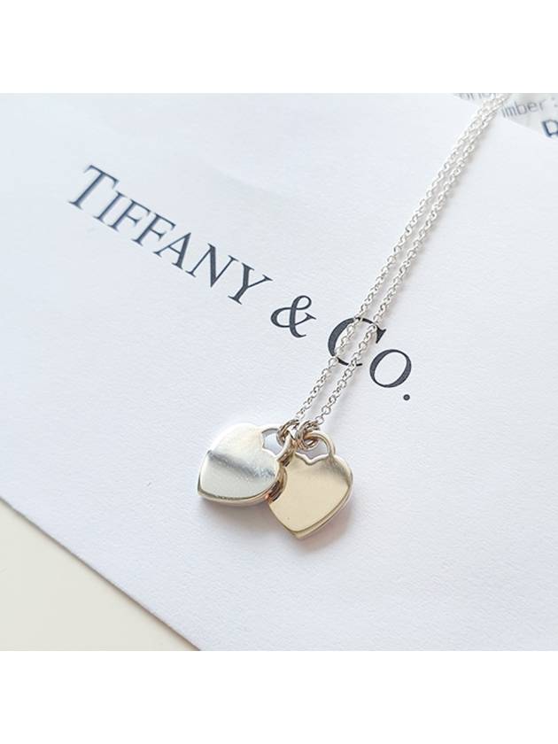 Blue Double Heart Tag Pendant Necklace Blue Silver - TIFFANY & CO. - BALAAN 4