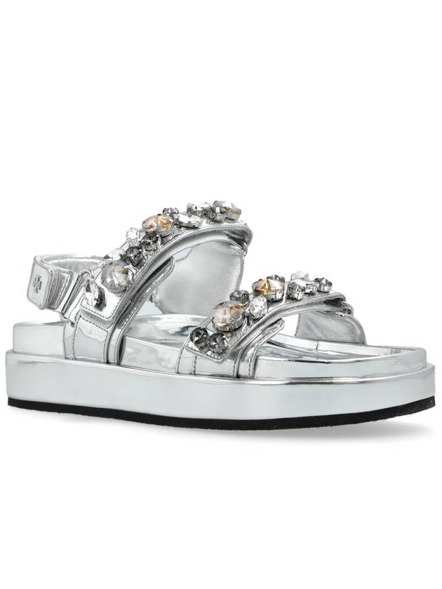 Tory Burch Sandals With Logo, Women's, Silver - TORY BURCH - BALAAN 4