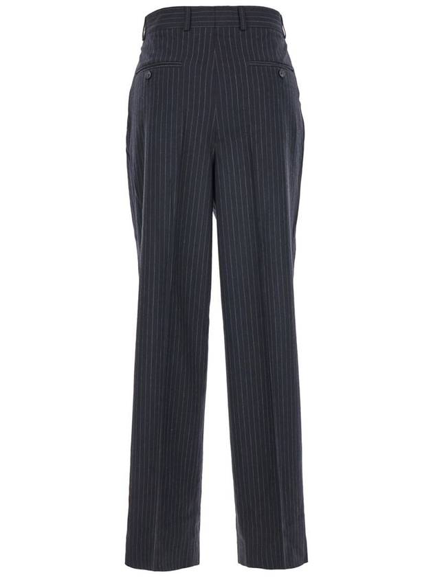 Blue Pinstriped Pants With High Waist And Belt Loops In Wool Blend Woman - TOTEME - BALAAN 1