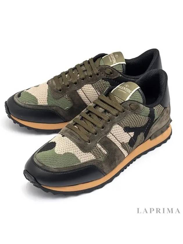 Rockrunner Camouflage Low Top Sneakers Green - VALENTINO - BALAAN 5