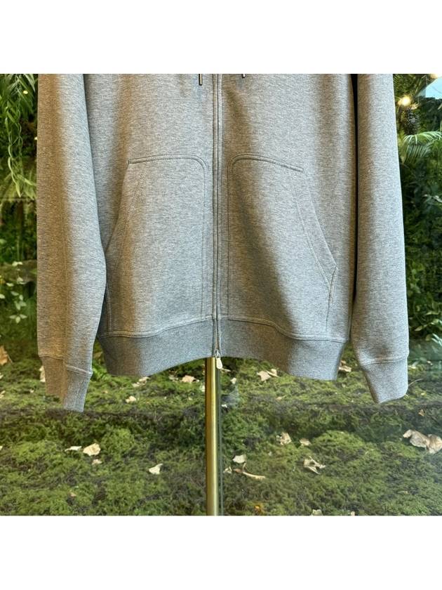 Logo Print Double Fleece Zip Up Hoodie Grey - BRUNELLO CUCINELLI - BALAAN 4