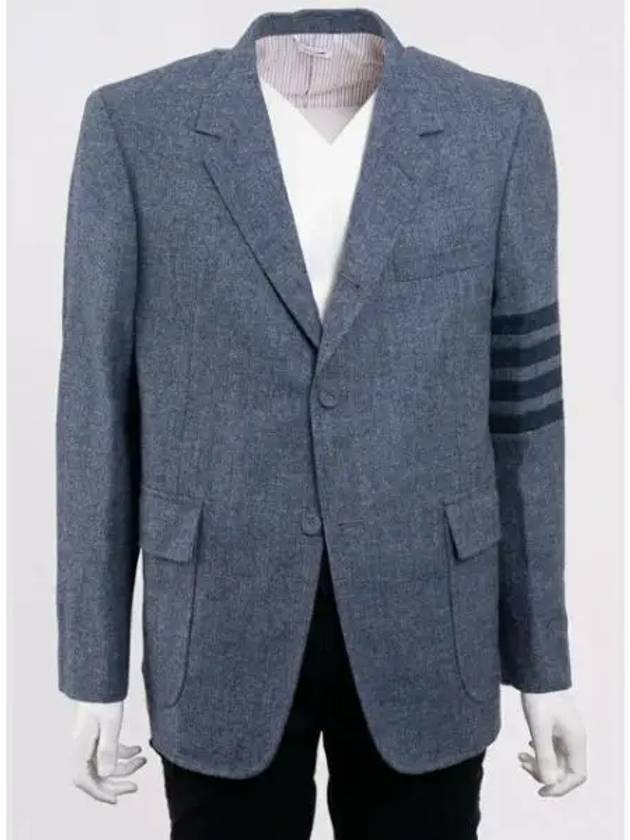 Donegal Tweed 4 Bar Single Breasted Blazer Jacket Light Blue - THOM BROWNE - BALAAN 2