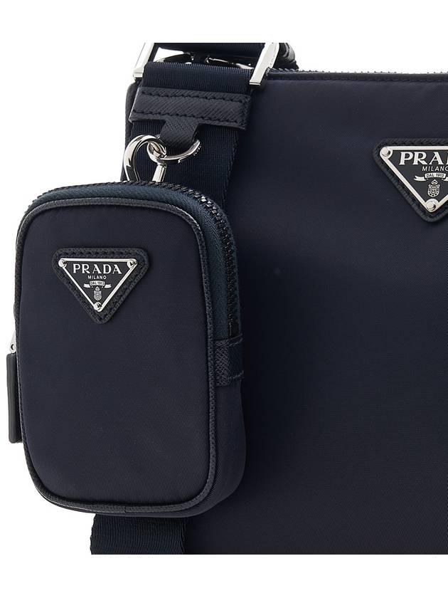 Re-Nylon Saffiano Leather Shoulder Bag Navy - PRADA - BALAAN 8