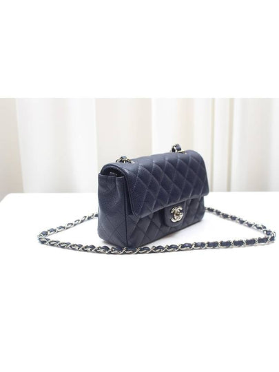 Classic Caviar New Mini Silver Plated Dark Navy Chain Shoulder Bag 18th A69900 - CHANEL - BALAAN 2