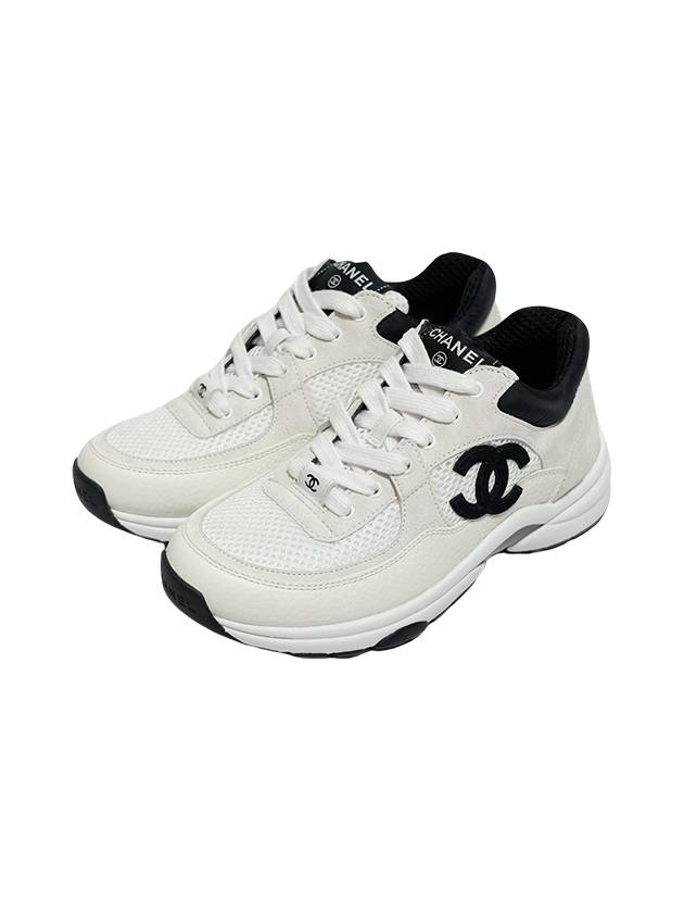 CC Logo Suede Tennis Low Top Sneakers Black - CHANEL - BALAAN 2