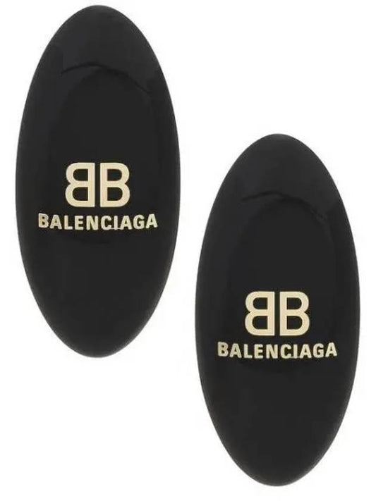 Oval Logo Plaque Earrings Black - BALENCIAGA - BALAAN 2