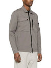 Men's Wappen Patch Zip-Up Bomber Jacket Grey Brown - STONE ISLAND - BALAAN 4