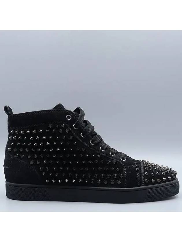 LOUIS FLAT VEAU VELOURS Black Suede Spike Men s High Top Sneakers Size 42 - CHRISTIAN LOUBOUTIN - BALAAN 4