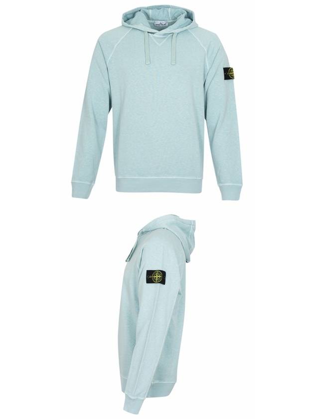 Malfile Fleece Garment Dyed Hoodie Aqua - STONE ISLAND - BALAAN 5