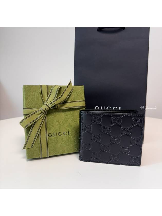 Signature GG Leather Half Wallet Black - GUCCI - BALAAN 3