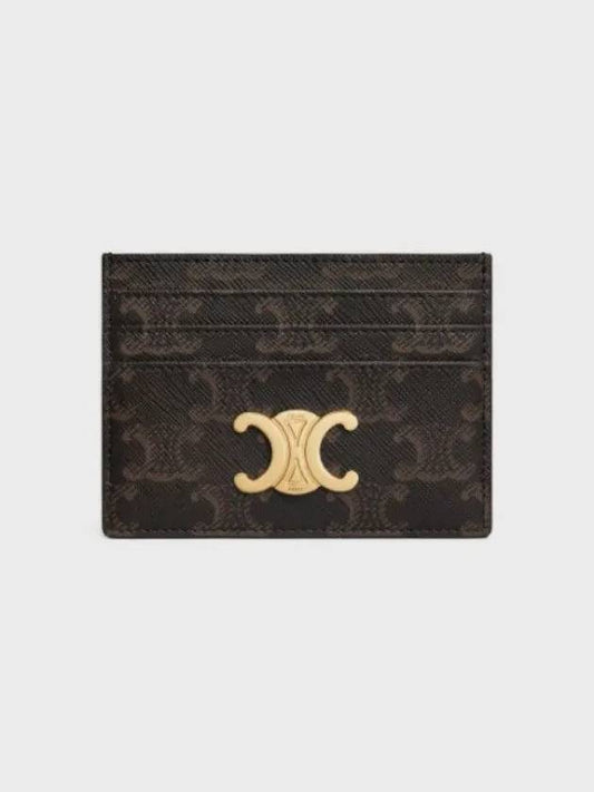 Triomphe Card Holder in Triomphe Canvas Tan - CELINE - BALAAN 2