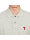 Men's Heart Logo Polo Shirt Grey - AMI - BALAAN 6