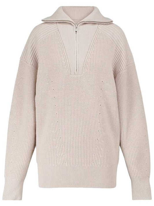 Isabel Marant Women's BENNY Long Sleeve Half Zip Up Sweater PU1441 23EC ECRU IMA194ec - ISABEL MARANT - BALAAN 1