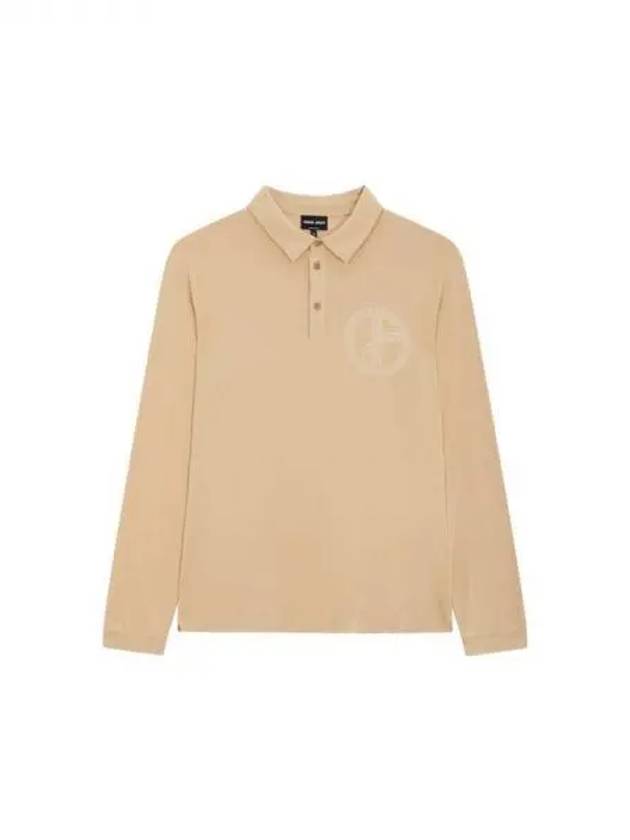 Men s Stitched Logo Rayon Polo Shirt Beige 271850 - GIORGIO ARMANI - BALAAN 1