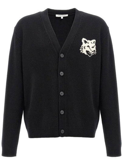 Fox Head Intarsia Comfort Cardigan Black - MAISON KITSUNE - BALAAN 2