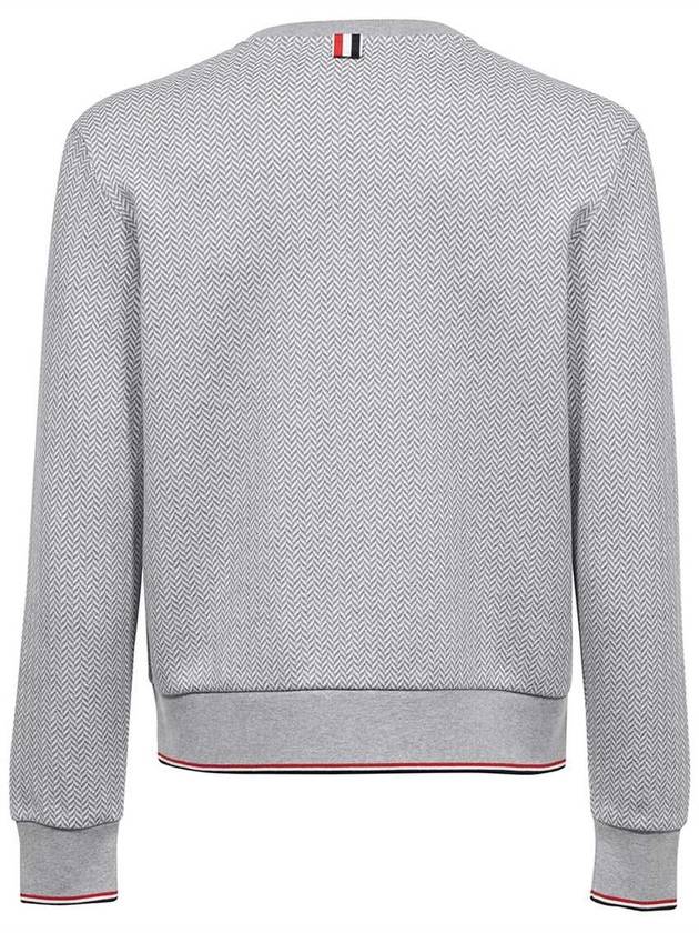 Men's Trimmed Herringbone Cotton Sweatshirt Grey - THOM BROWNE - BALAAN 3