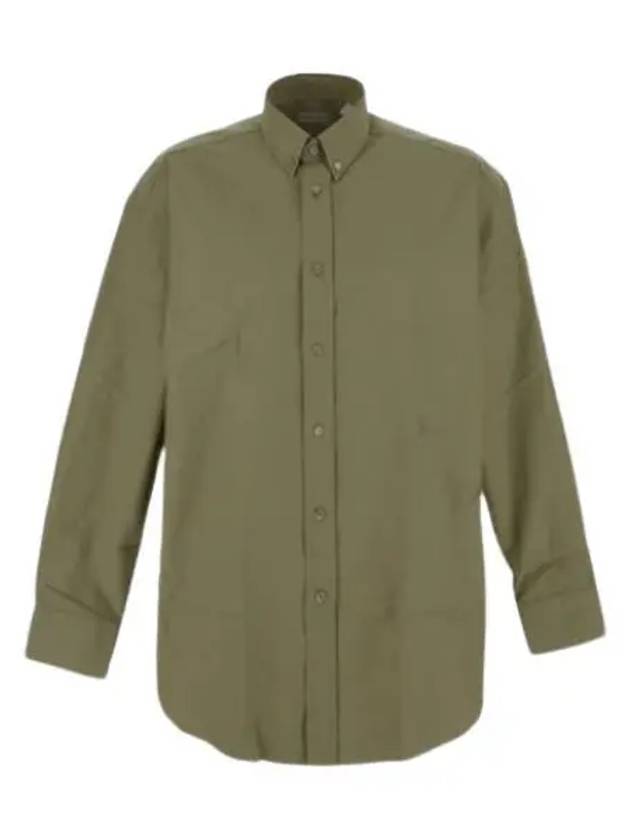 Cotton Oxford Long Sleeve Shirt Green - BURBERRY - BALAAN 2