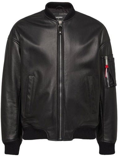 DSQUARED2 Leather Bomber Jacket - DSQUARED2 - BALAAN 1