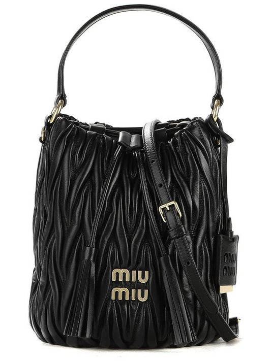 Matelasse Nappa Leather Bucket Bag Black - MIU MIU - BALAAN 2