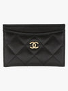 Classic Gold CC Logo Lambskin Card Holder Black - CHANEL - BALAAN.