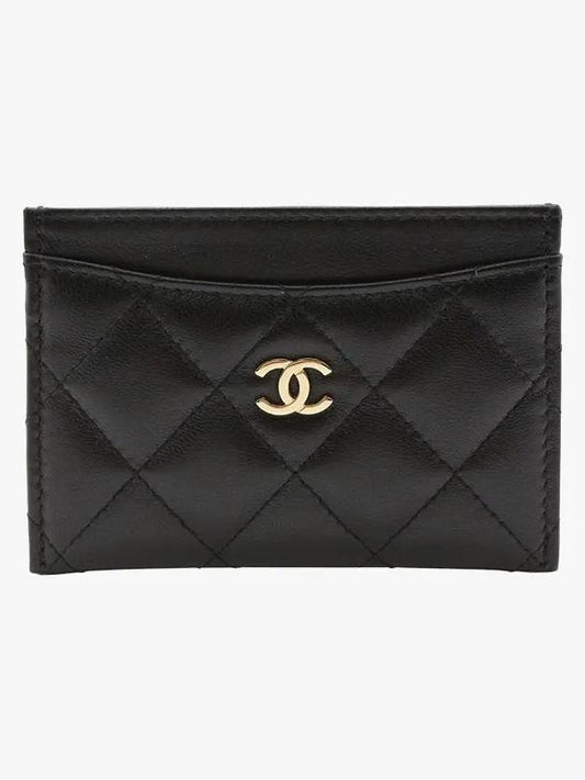 Classic Gold CC Logo Lambskin Card Holder Black - CHANEL - BALAAN 2