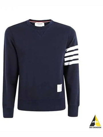 diagonal armband hem cut crew neck sweatshirt navy light gray MJT021H 00535 - THOM BROWNE - BALAAN 1