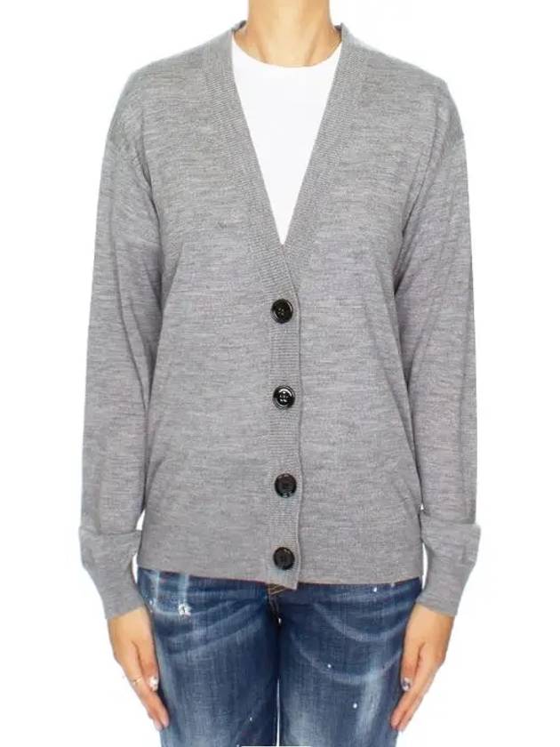 Vintage Check Elbow Patch V-Neck Cardigan Grey - BURBERRY - BALAAN 6