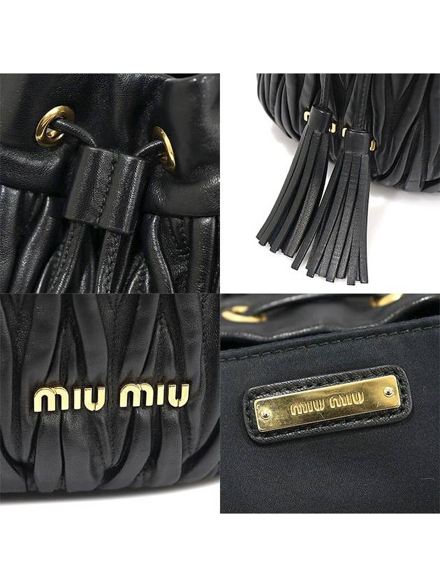 5BE014 Black Nappa Materasse Gold Lettering Bucket Shoulder Bag - MIU MIU - BALAAN 7