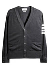 Men's Sustainable Classic Diagonal Wool Cardigan Dark Grey - THOM BROWNE - BALAAN 2