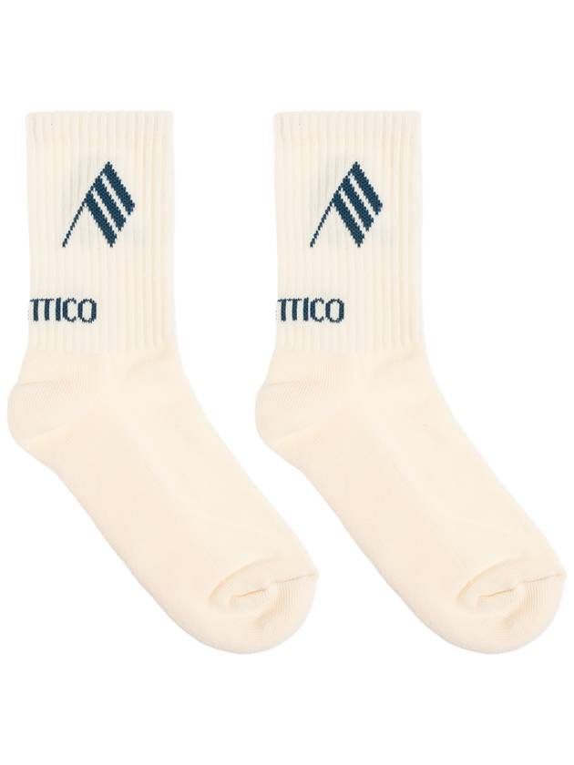 The Attico Socks With Logo, Women's, Cream - THE ATTICO - BALAAN 4