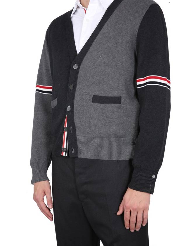 Funmix Cotton ArmBand V-Neck Cardigan Tonal Grey - THOM BROWNE - BALAAN 5