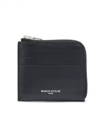 Unisex zip up card holder wallet black domestic product - MAISON KITSUNE - BALAAN 1