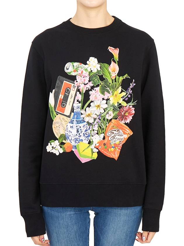 Graphic Print Cotton Sweatshirt Black - GOLDEN GOOSE - BALAAN 4