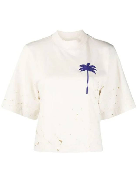 Logo Print Oversized T-Shirt PWAA020F22JER0010437 - PALM ANGELS - BALAAN.