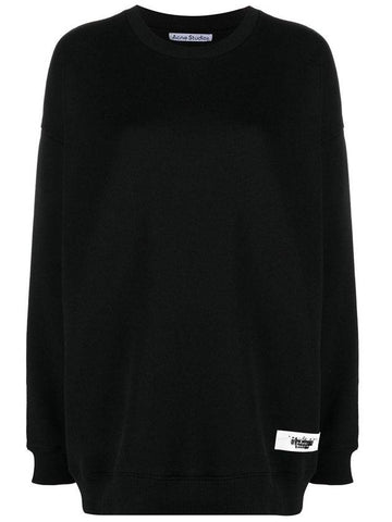 Logo Patch Oversized Fit Sweatshirt Black - ACNE STUDIOS - BALAAN 1