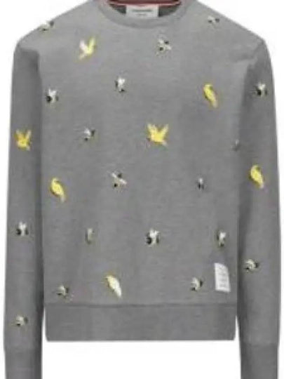 Embroidered Crew Neck Cotton Sweatshirt Grey - THOM BROWNE - BALAAN 2