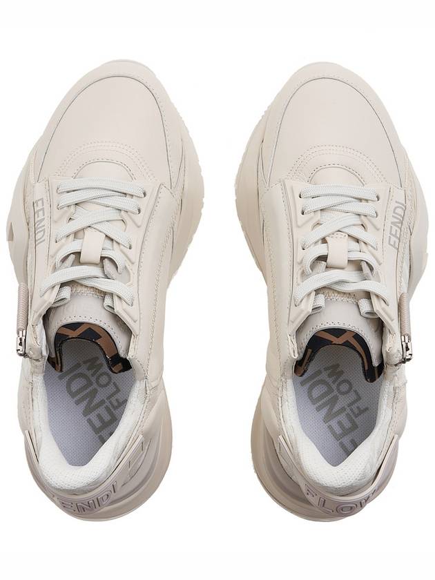 Flow FF Logo Low Top Sneakers White - FENDI - BALAAN 7