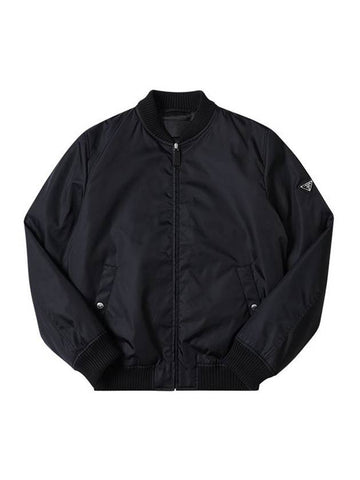 Triangle Logo Re-Nylon Bomber Jacket Black - PRADA - BALAAN 1