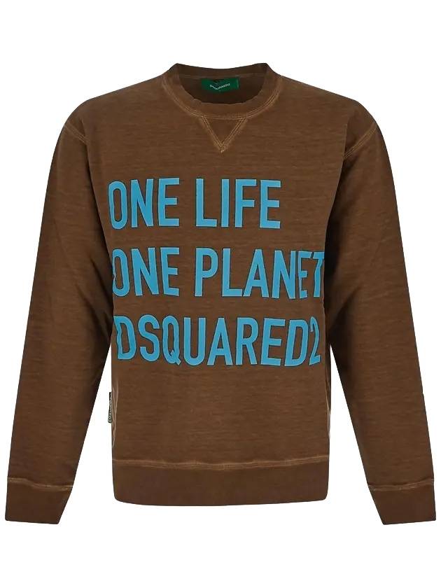 One Life Logo Print Sweatshirt Brown - DSQUARED2 - BALAAN 1