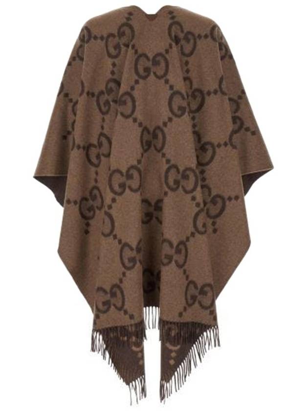 Reversible Jumbo GG Cashmere Cape Brown - GUCCI - BALAAN 2